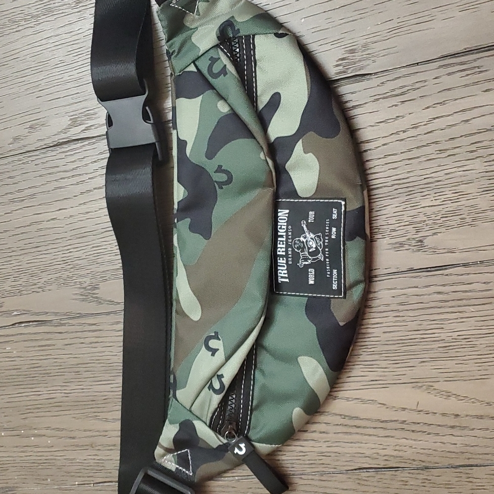 True Religion adjustable crossbody camo bag